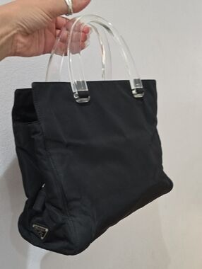 Prada Black Tote with Clear Acrylic Handles